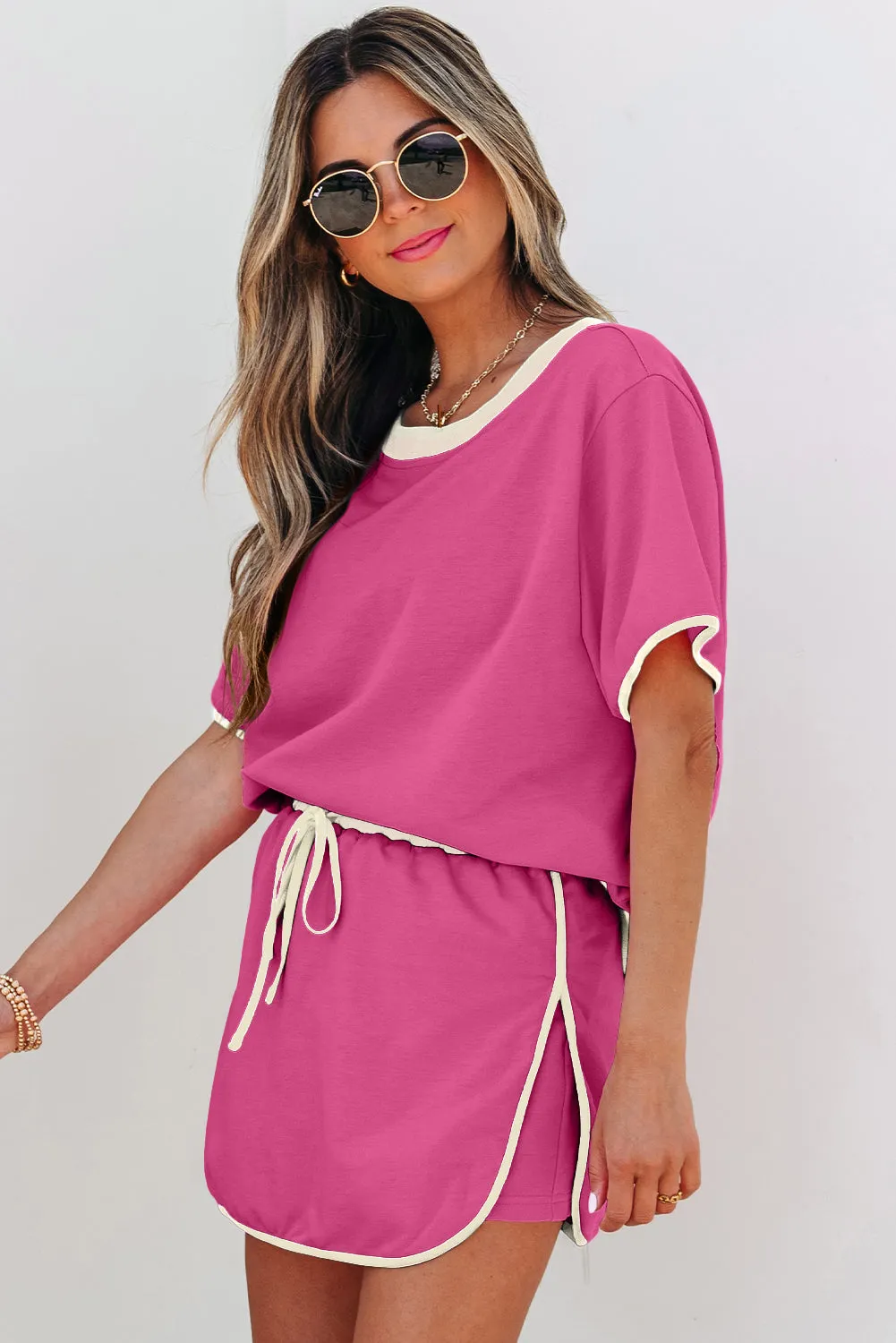 Colourblock Edge Drop Shoulder T Shirt and Skort Co-ord Set sold by eAura product image thumbnail 3