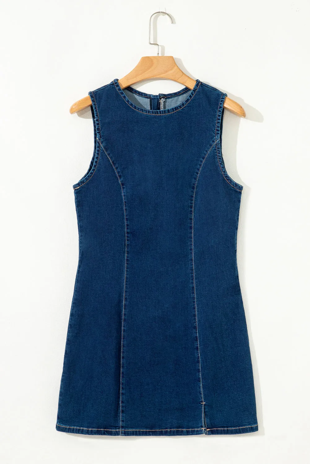Sleeveless Zipped Bodycon Denim Mini Dress sold by eAura product image thumbnail 5
