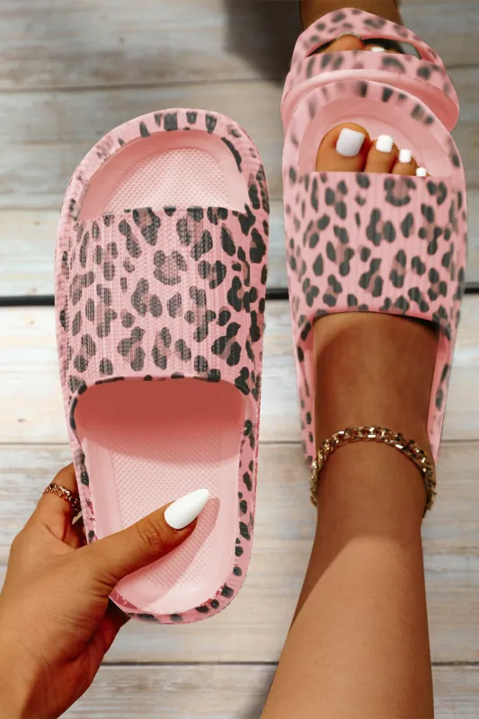 Leopard Thick Sole Flat Sandals sold by eAura