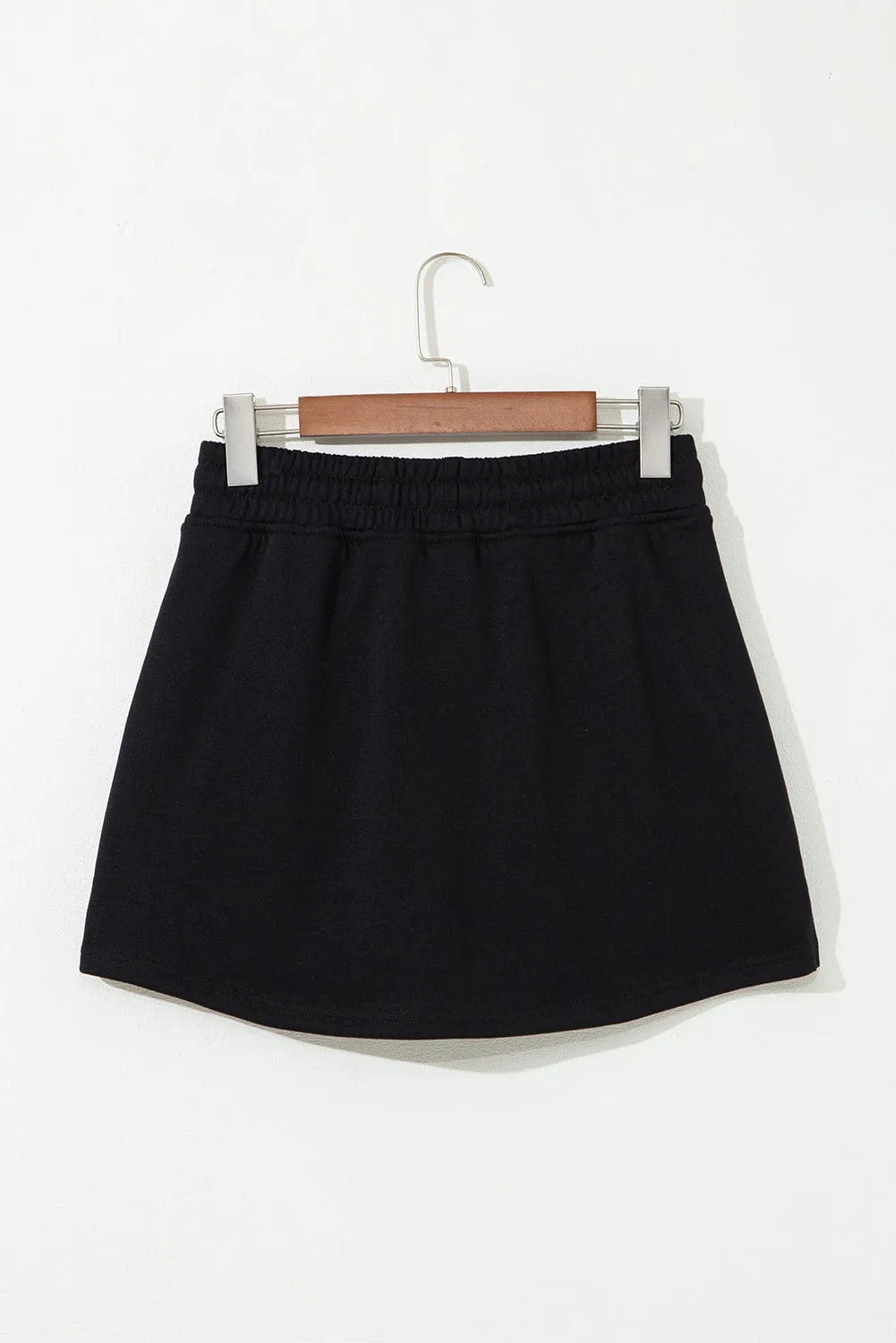 Black French Terry Drawstring Mini Skort with Pockets sold by eAura product image thumbnail 5