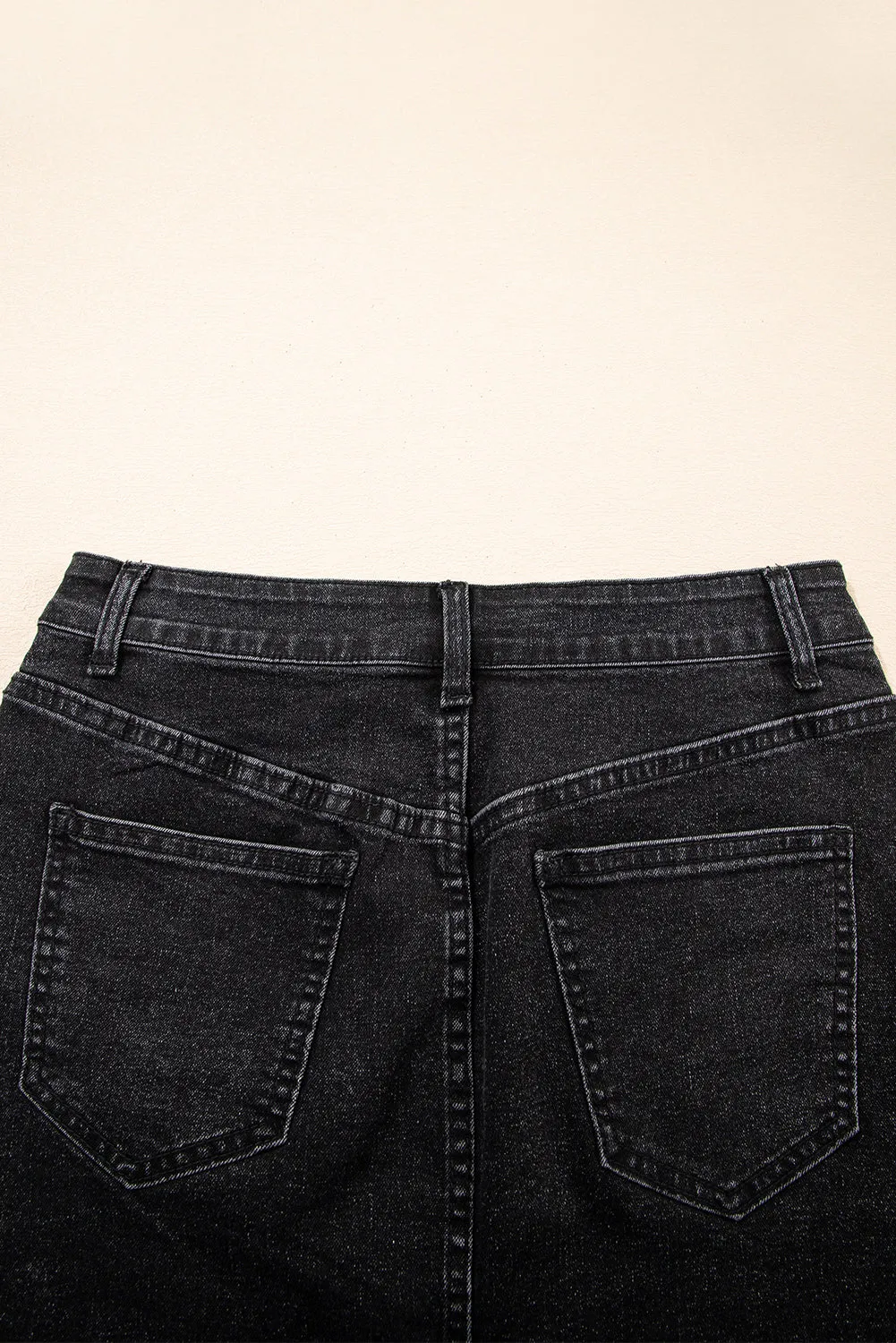 Carbon Grey Mineral Wash Ripped Raw Hem Denim Mini Skirt sold by eAura product image thumbnail 5