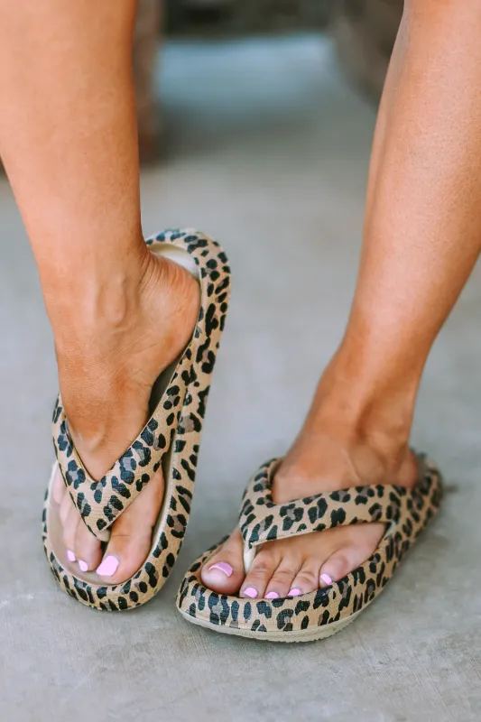 Leopard Print Thick Sole Flip Flops sold by eAura