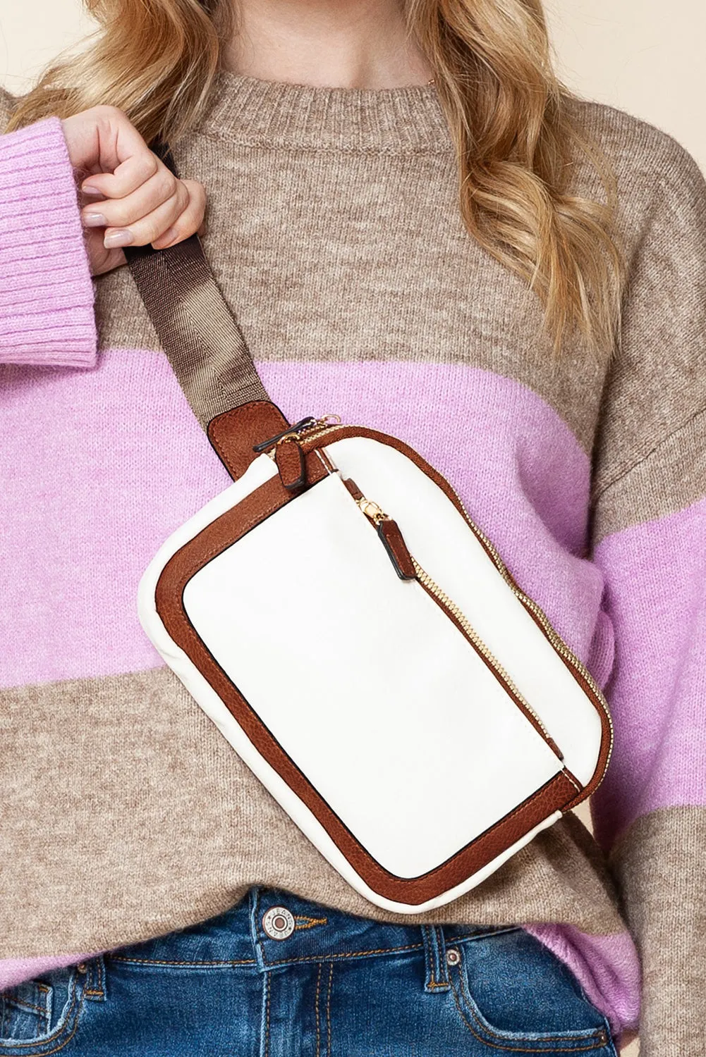 White Adjustable Strap Mini PU Leather Crossbody Bag sold by eAura product image thumbnail 4