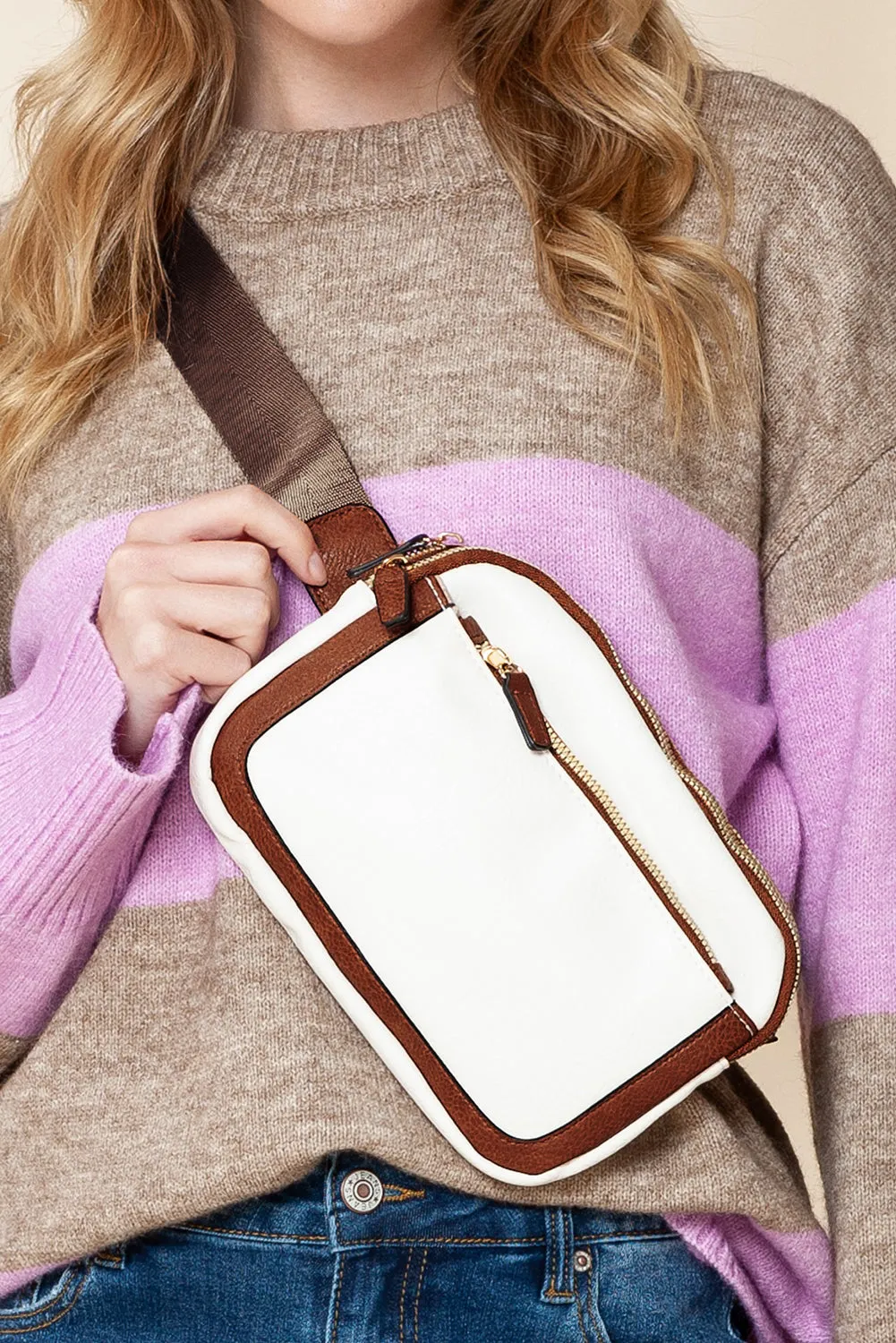 White Adjustable Strap Mini PU Leather Crossbody Bag sold by eAura product image thumbnail 5