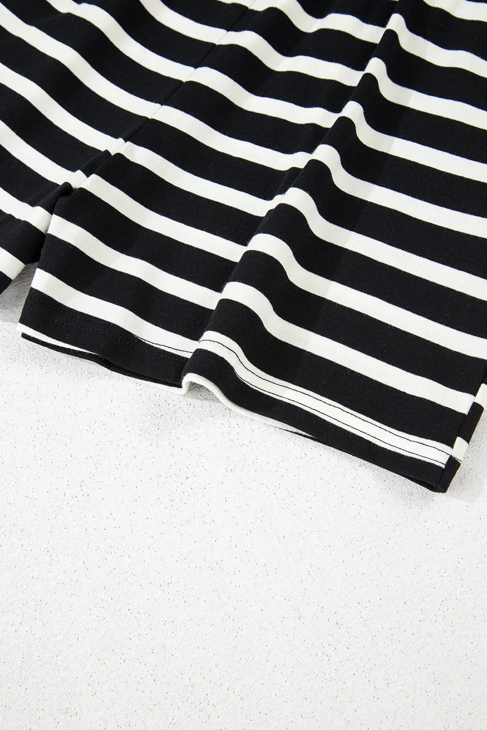 Black White Striped Short Sleeve Top and Shorts Set sold by eAura product image thumbnail 4
