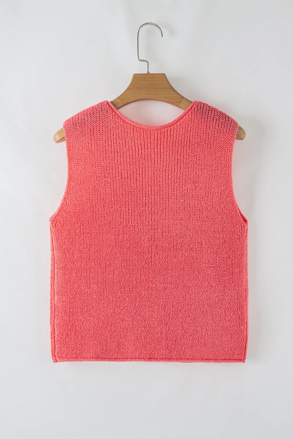 Tomato Red Lace-up Front V Neck Sweater Vest sold by eAura product image thumbnail 5