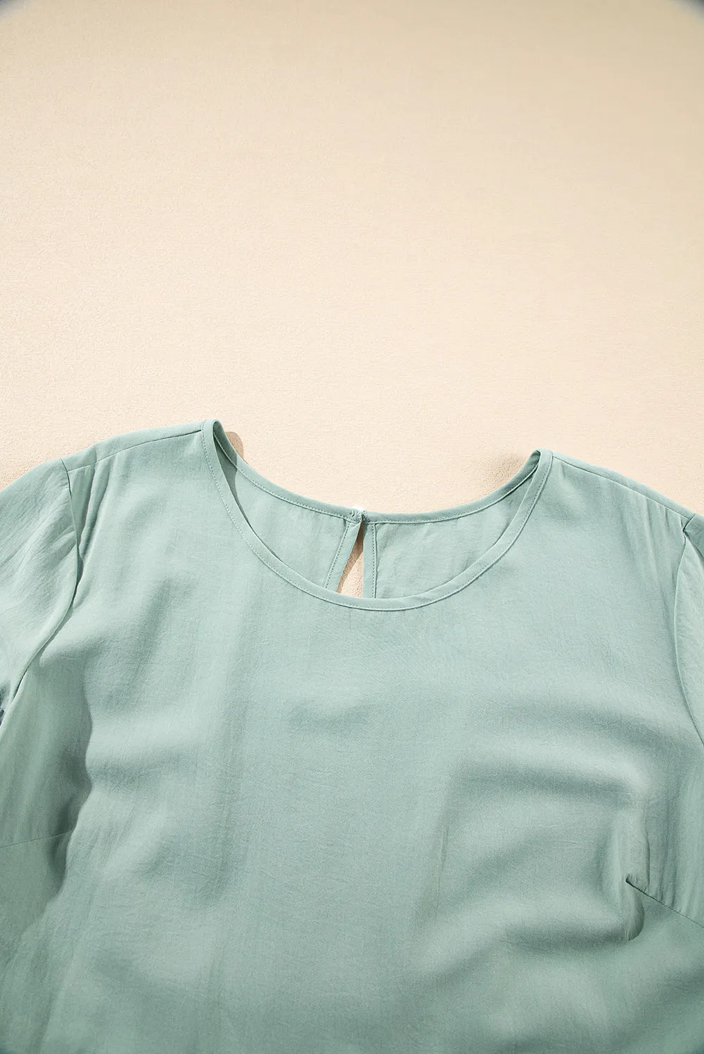 Grass Green Ruffle Trim Short Sleeve Plus Size Flared Mini Dress sold by eAura product image thumbnail 3