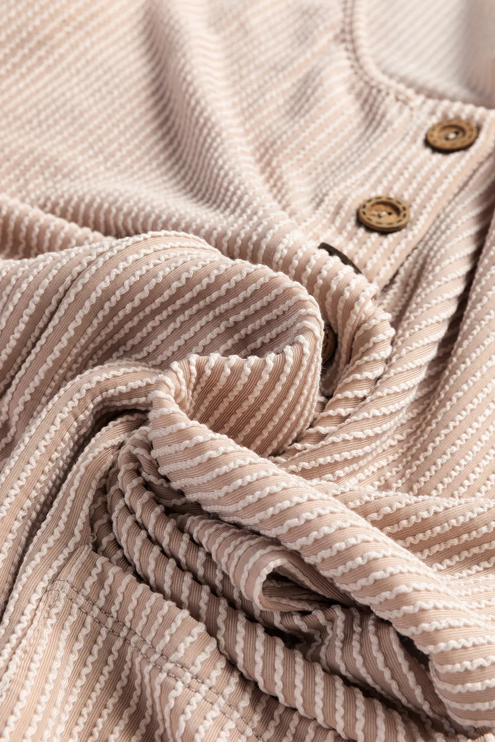 Parchment Ribbed Knit Side Pockets Buttoned Sleeveless Romper sold by eAura product image thumbnail 4