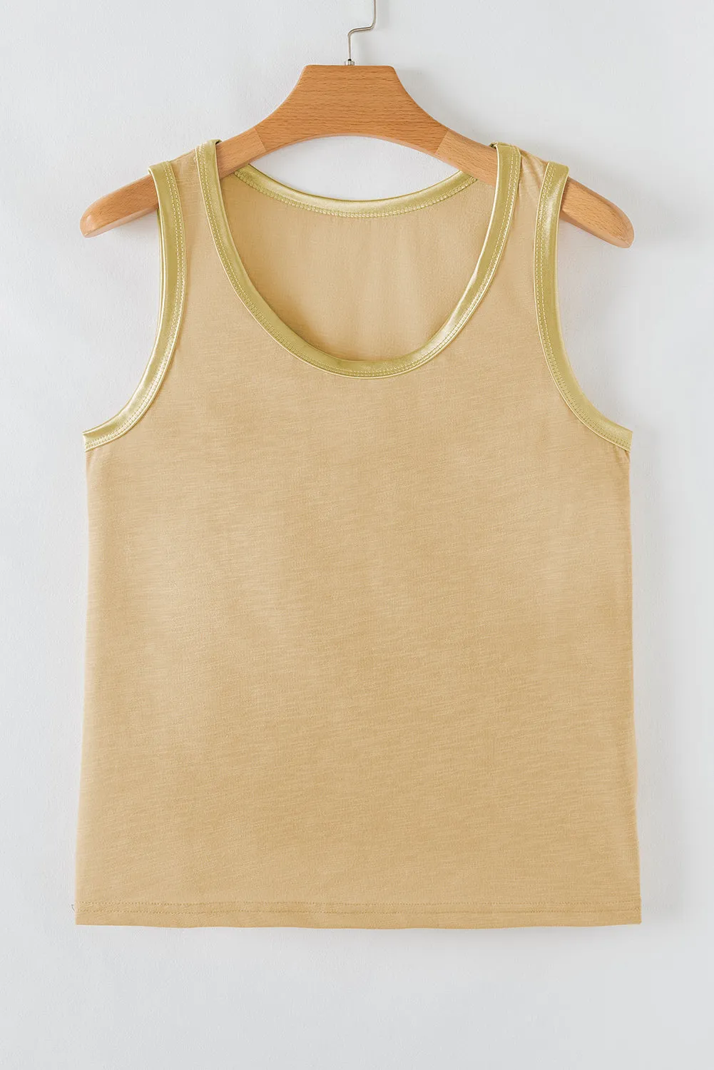Tan Metallic Sheen Edge Scoop Neck Tank Top sold by eAura product image thumbnail 4