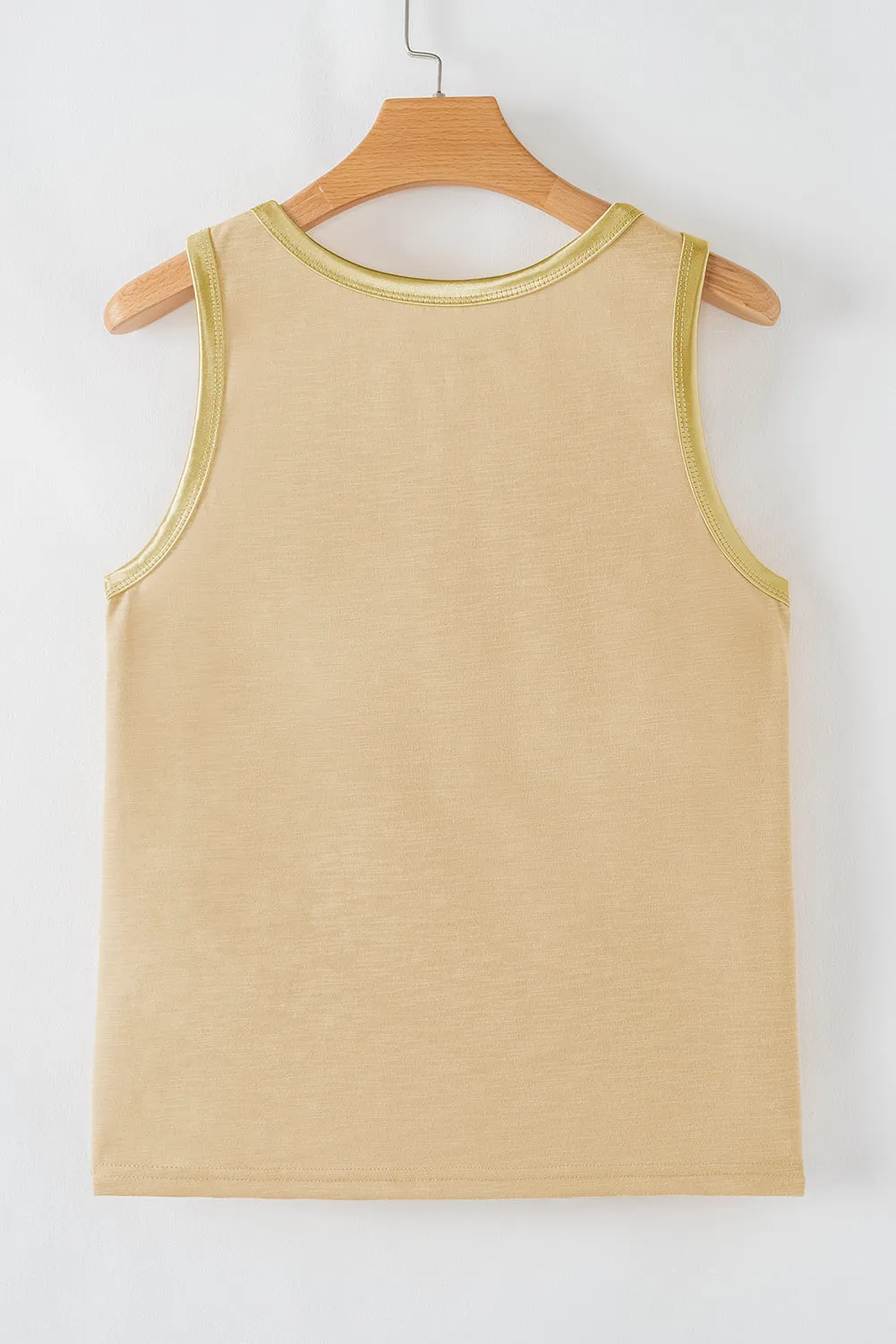 Tan Metallic Sheen Edge Scoop Neck Tank Top sold by eAura product image thumbnail 5