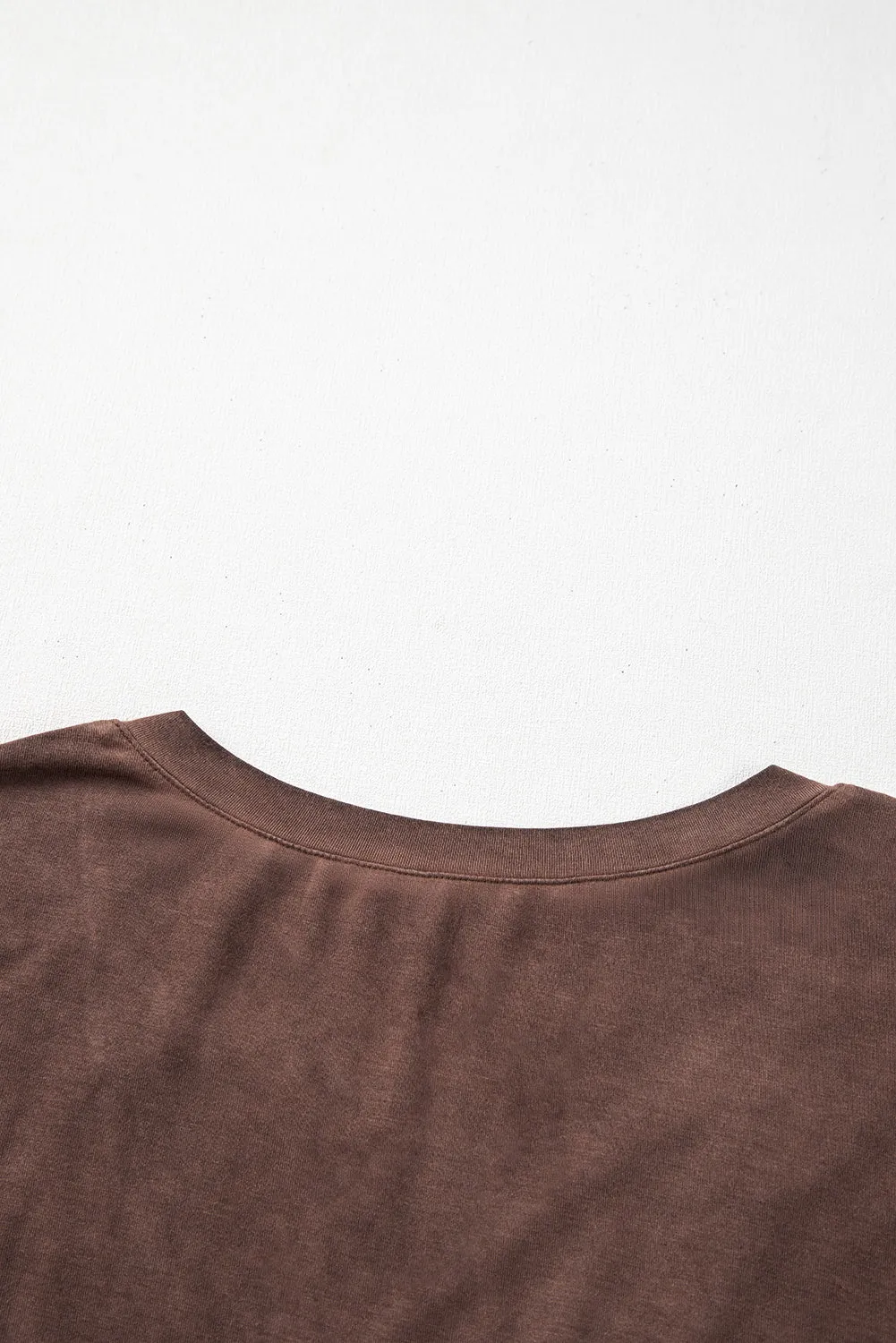 Chestnut Mineral Wash Criss Cross V Neck Casual T Shirt sold by eAura product image thumbnail 5