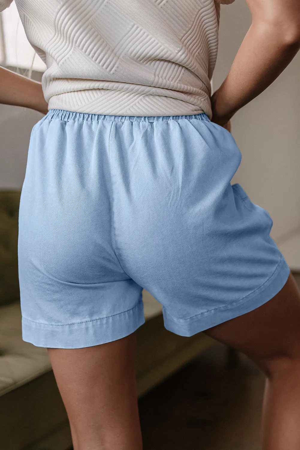 Beau Blue Light Wash Pocketed Wide Leg Denim Shorts sold by eAura product image thumbnail 2