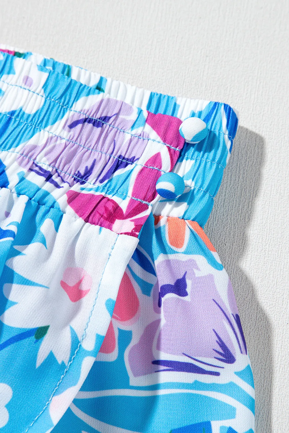 Sky Blue Floral Printed High Waist Split Wrap Long Skirt sold by eAura product image thumbnail 3