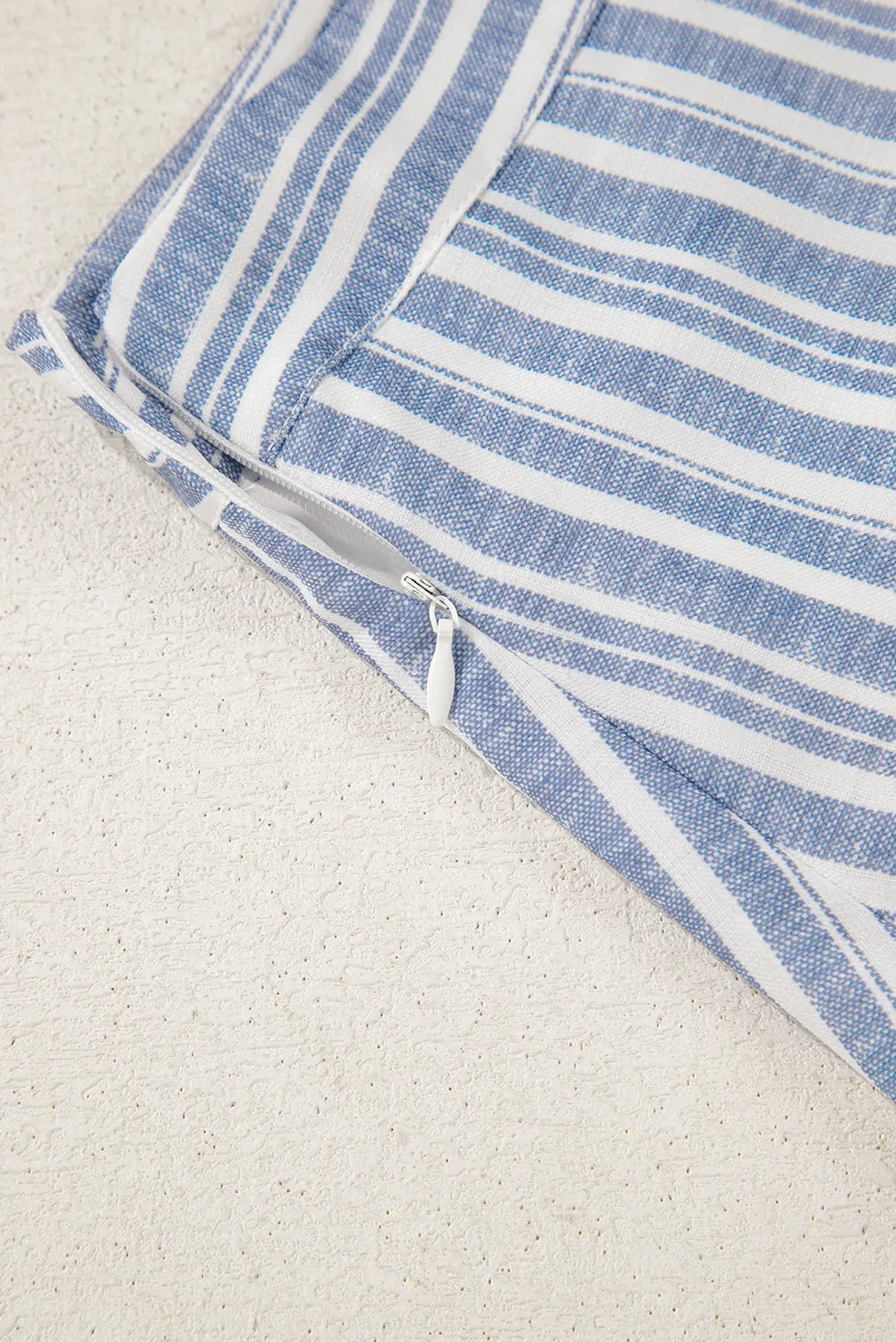 Sky Blue Stripe Buttoned Office Waistcoat Mini Skirt Set sold by eAura product image thumbnail 5