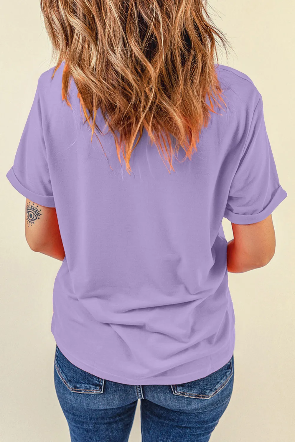 Wisteria Casual Plain Crew Neck Tee sold by eAura product image thumbnail 2