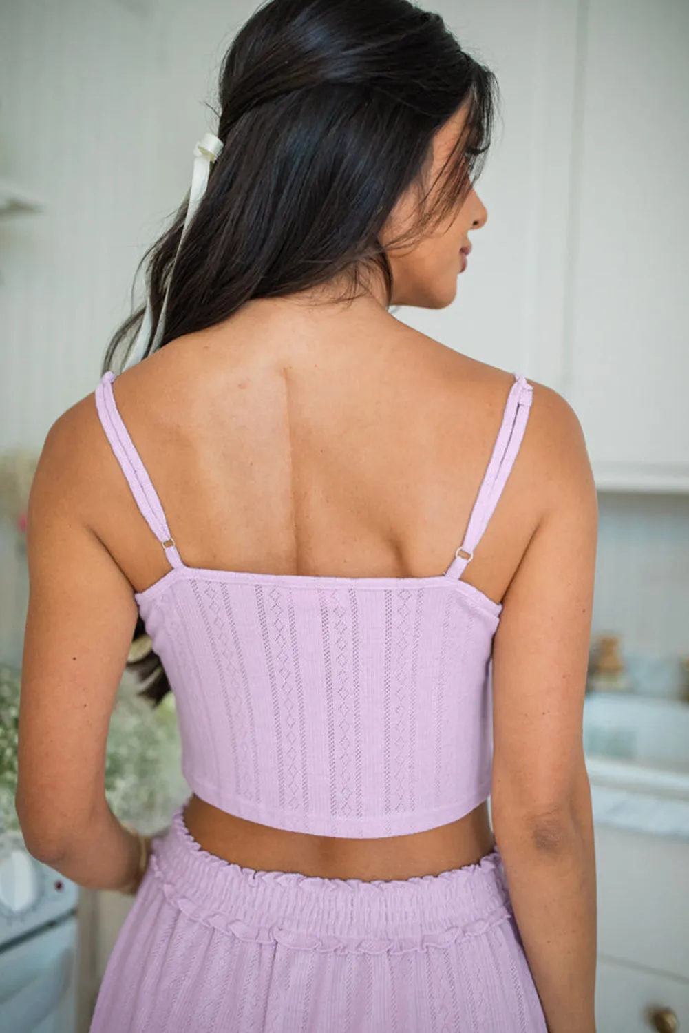 Delicate Texture Cropped Cami Shorts and Cardigan 3pcs Lounge Set sold by eAura product image thumbnail 4