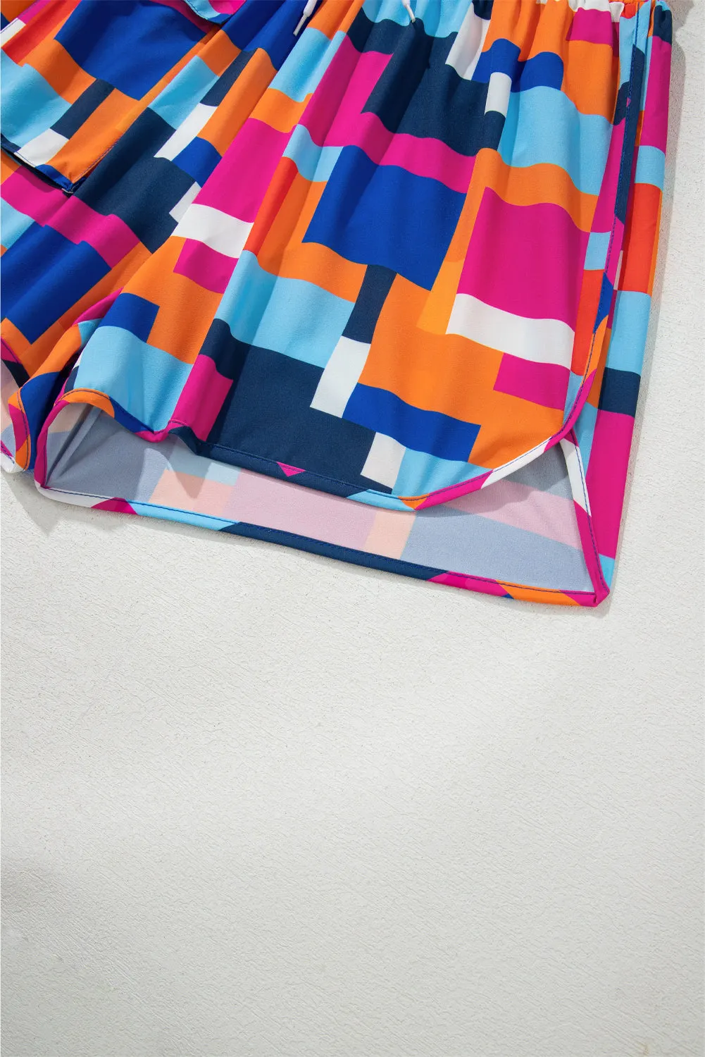 Rose Geometric Printed Drawstring Waist Beach Shorts with Pockets sold by eAura