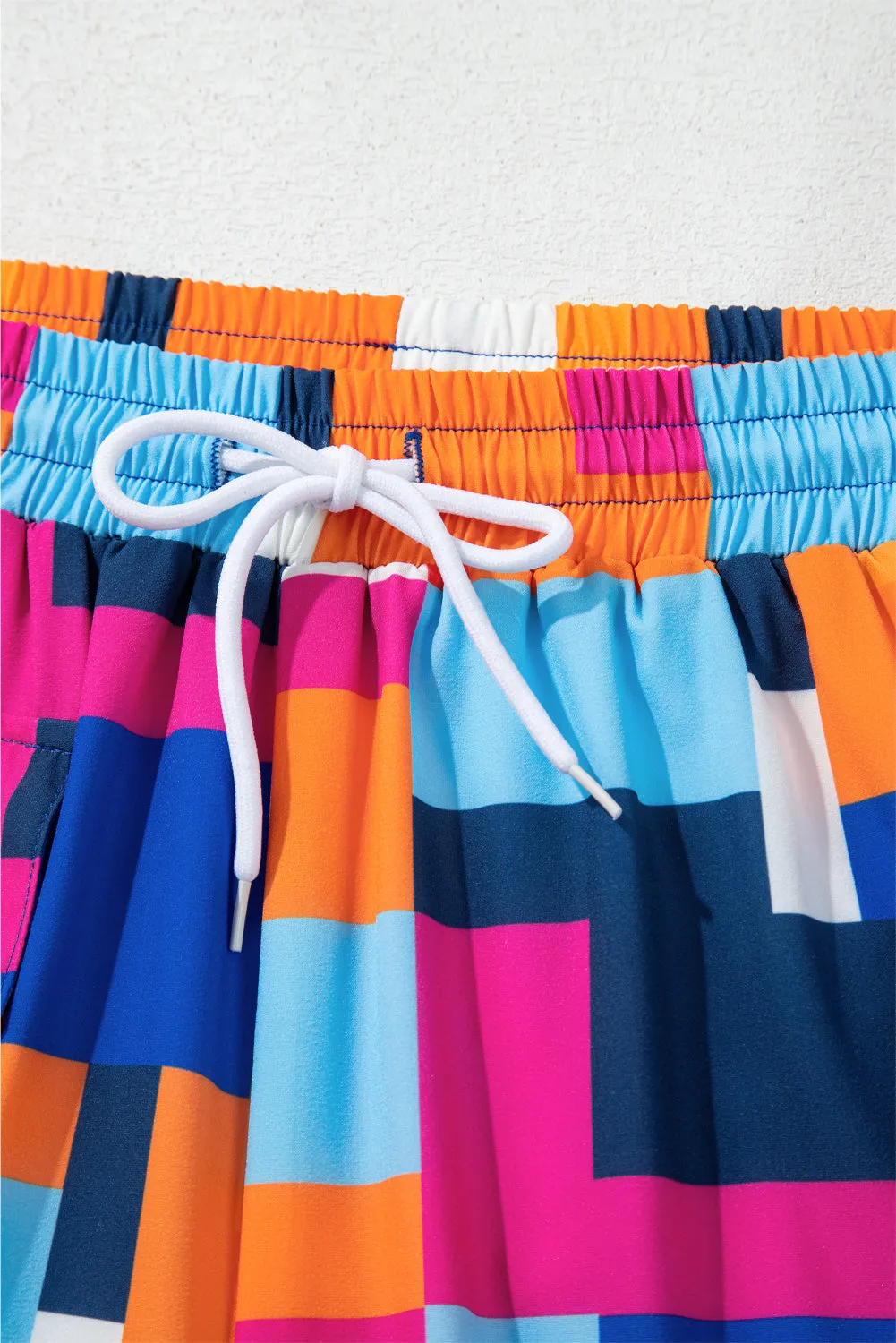 Rose Geometric Printed Drawstring Waist Beach Shorts with Pockets sold by eAura product image thumbnail 3