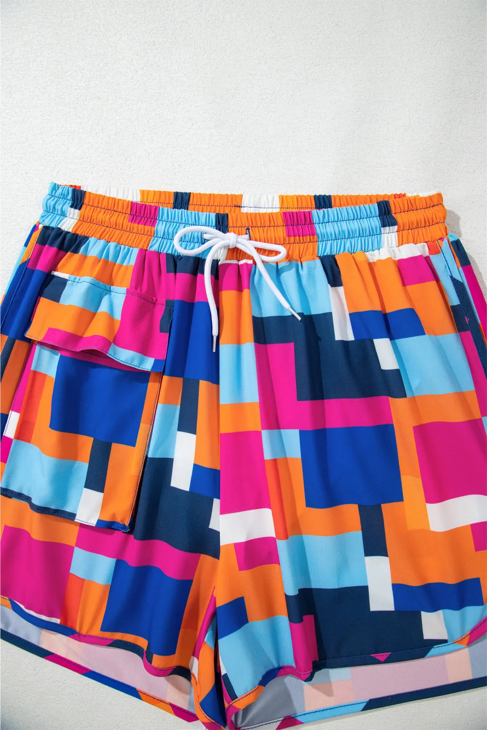 Rose Geometric Printed Drawstring Waist Beach Shorts with Pockets sold by eAura product image thumbnail 5