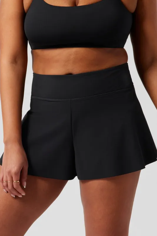 Black Solid Colour High Waist Wide Leg Swim Bottom sold by eAura