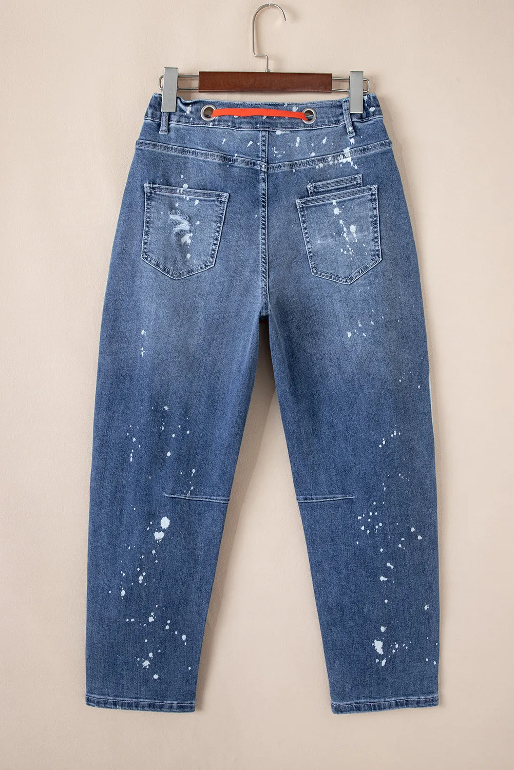 Ashleigh Blue Ripped Splattering Paint Rope Waist Cropped Straight Jeans sold by eAura product image thumbnail 5