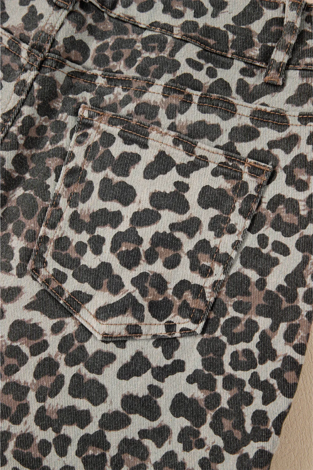 Khaki Leopard Denim Mini Skirt sold by eAura product image thumbnail 5