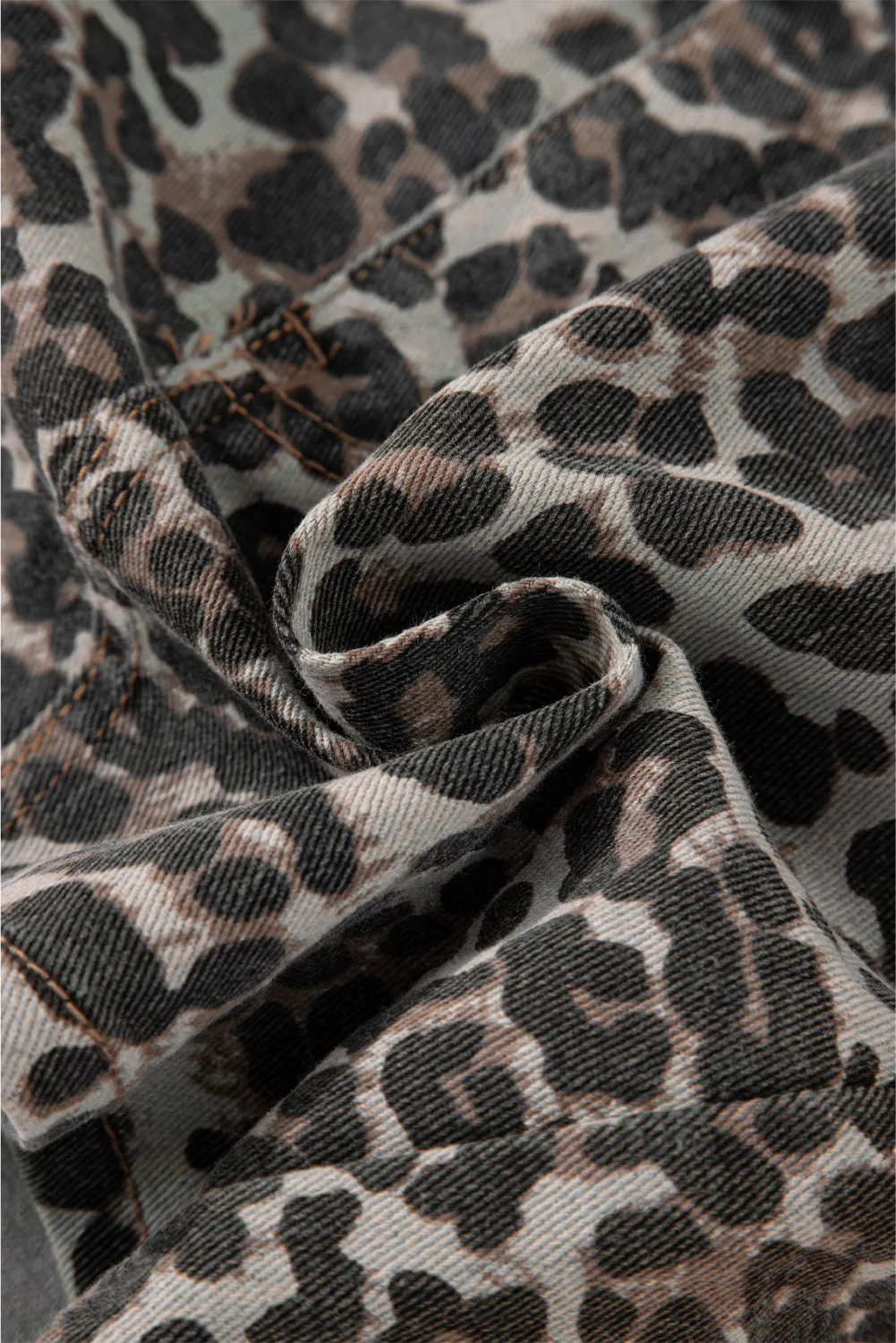 Khaki Leopard Denim Mini Skirt sold by eAura product image thumbnail 4