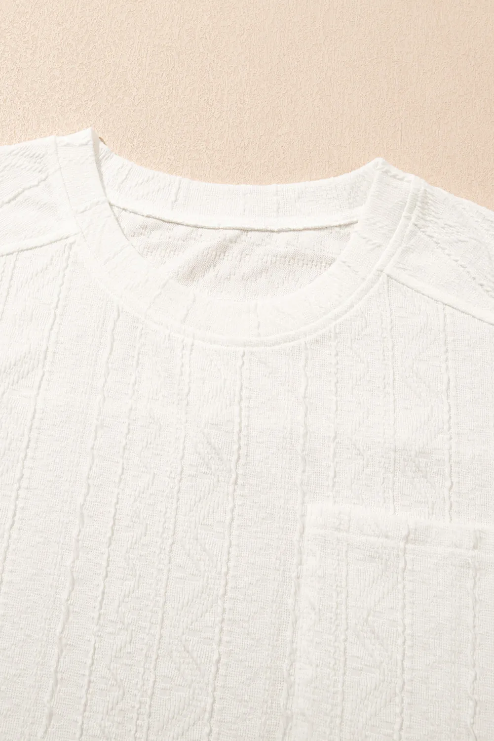 Jet Stream Textured Patched Pocket Short Sleeve Top Drawstring Shorts Set sold by eAura product image thumbnail 3