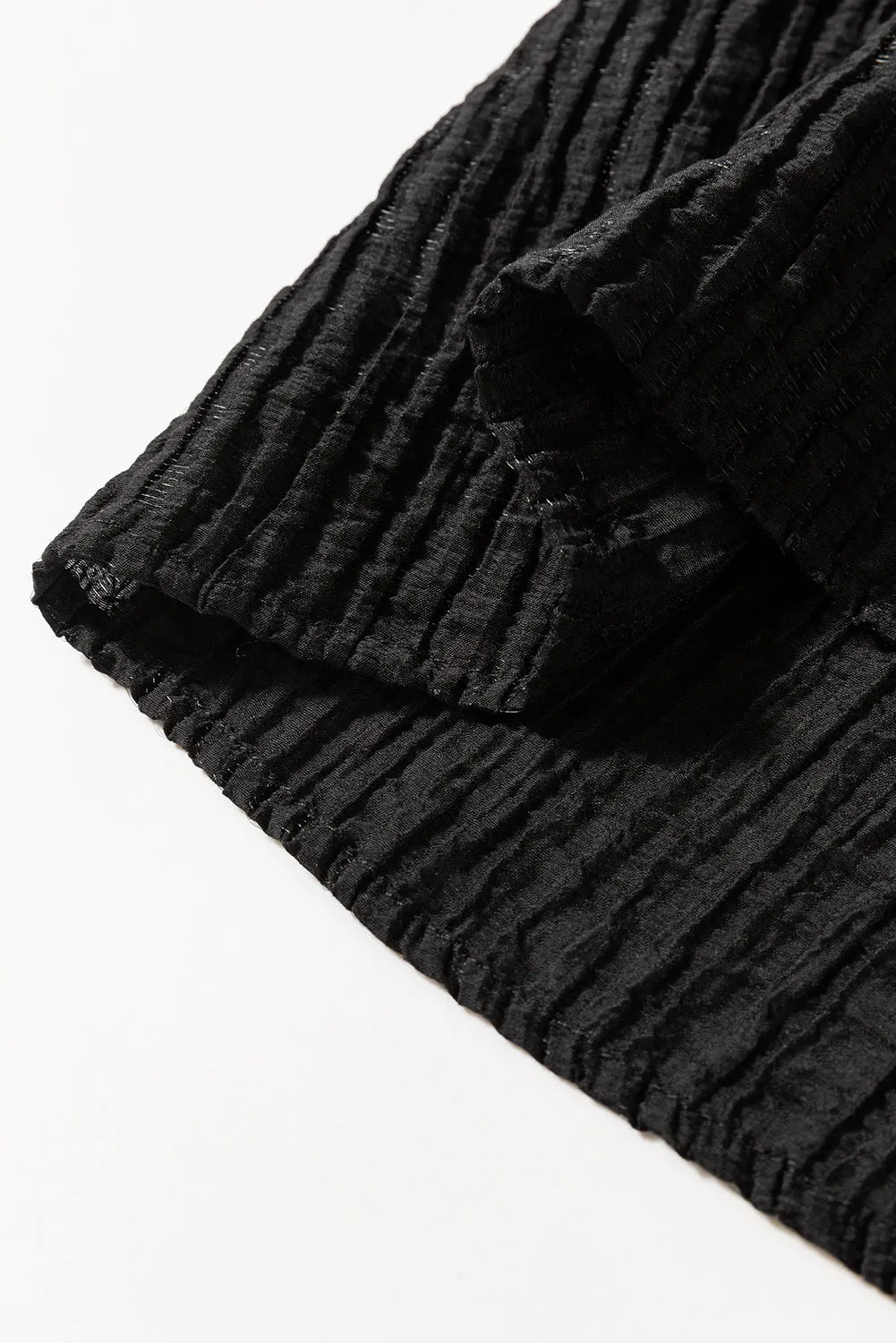 Black Floral Crochet Square Neck Ruffled Short Sleeve Flowy Plus Size Top sold by eAura product image thumbnail 5