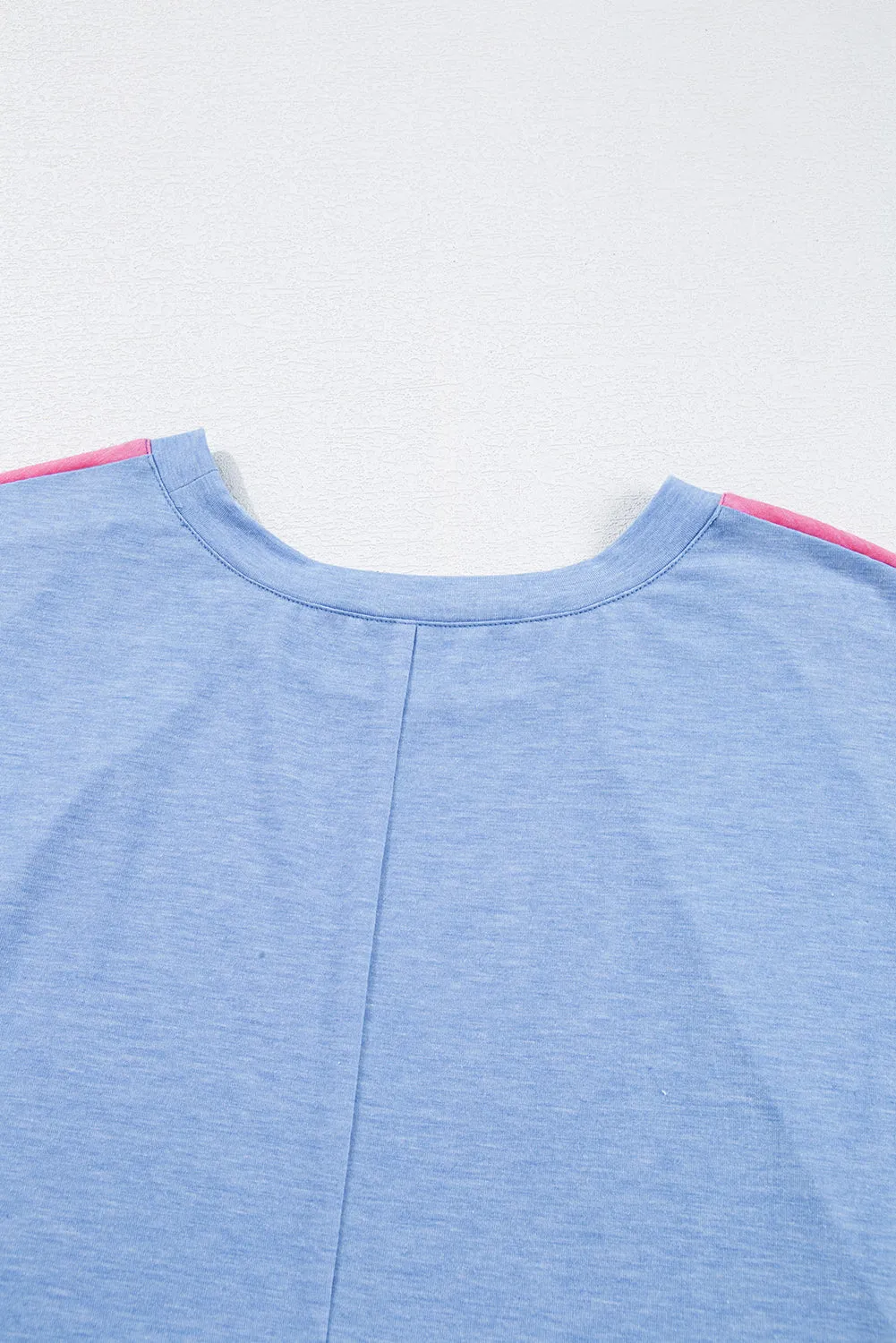 Sky Blue Leopard Print Patch Colourblock Plus Size T Shirt sold by eAura product image thumbnail 4