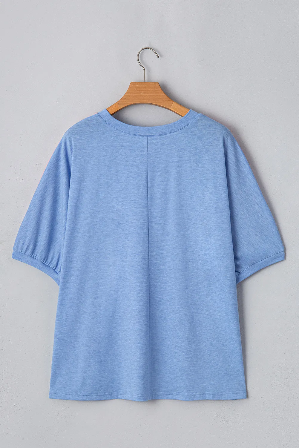 Sky Blue Leopard Print Patch Colourblock Plus Size T Shirt sold by eAura product image thumbnail 2