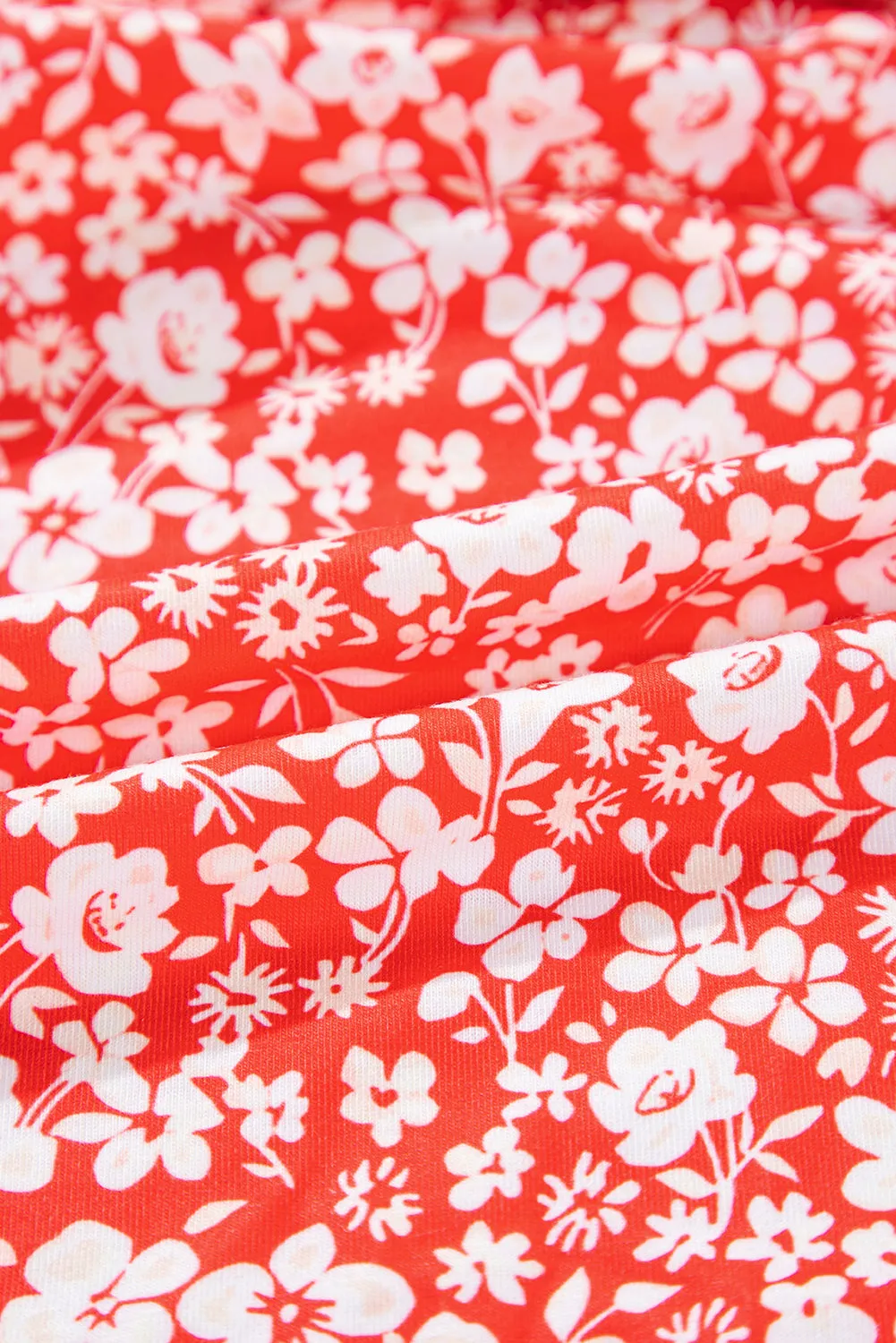 Red Plus Size Floral V Neck Flared Bracelet Sleeve Blouse sold by eAura product image thumbnail 3