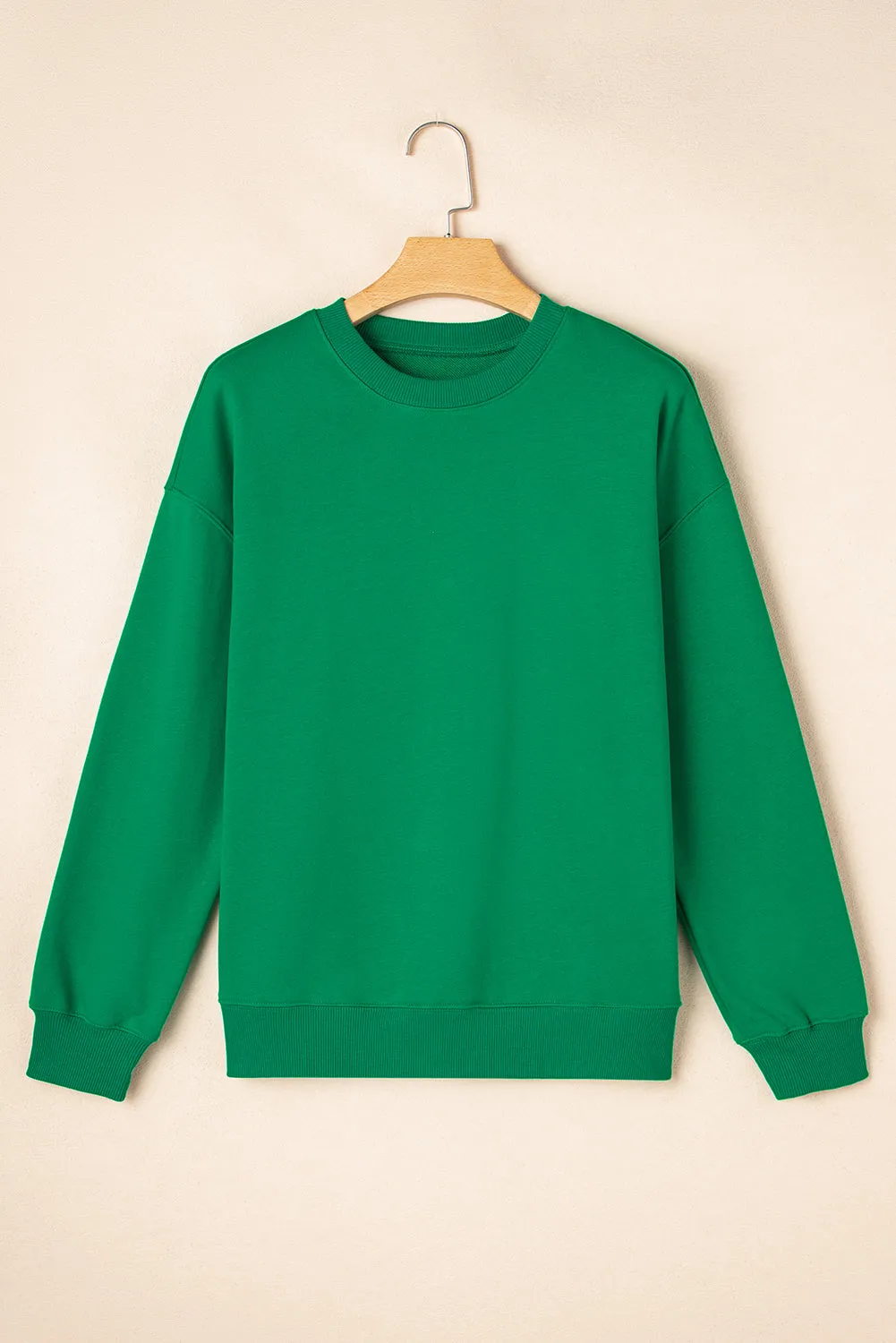 Dark Green Solid Classic Crewneck Pullover Sweatshirt sold by eAura product image thumbnail 4