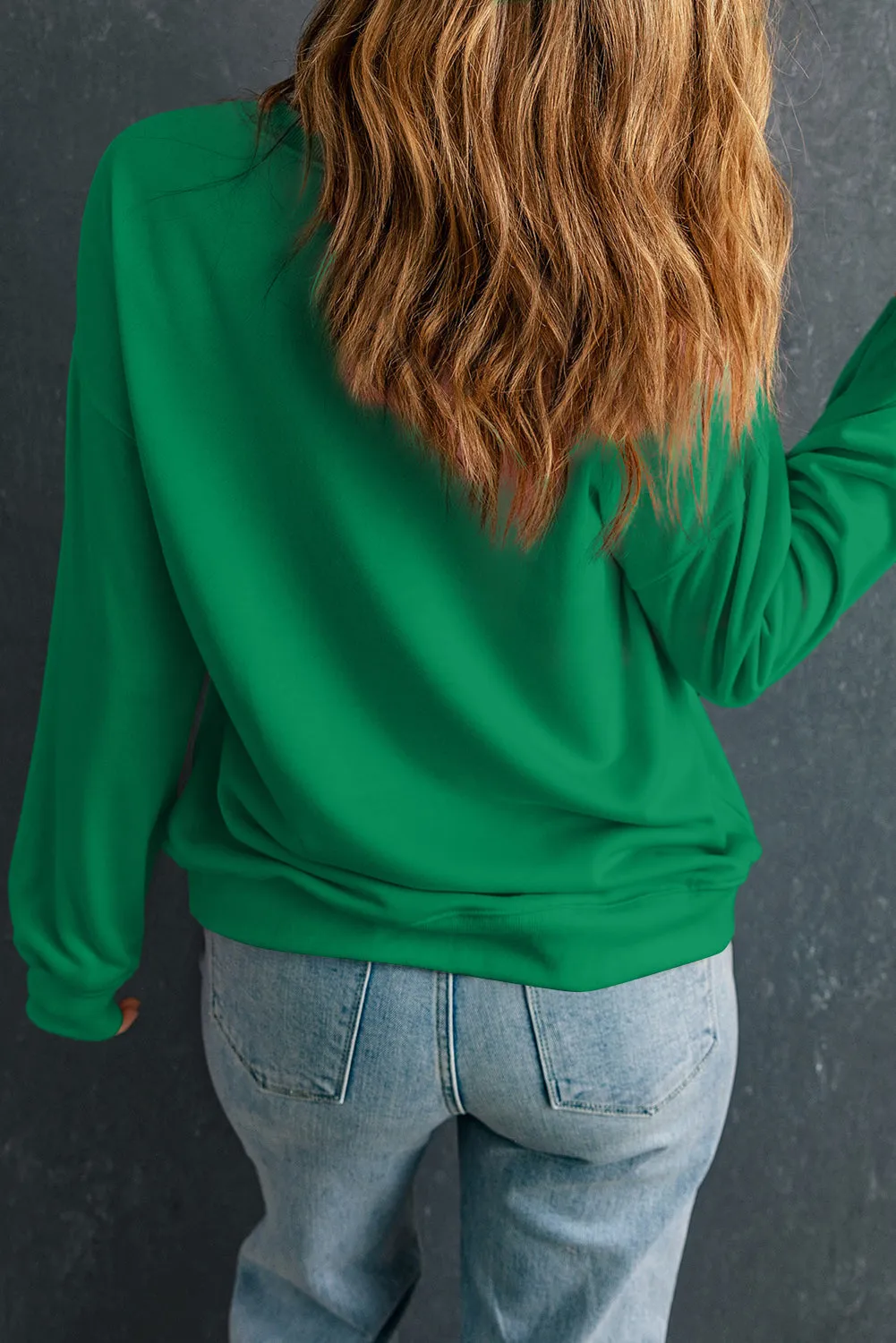 Dark Green Solid Classic Crewneck Pullover Sweatshirt sold by eAura product image thumbnail 2