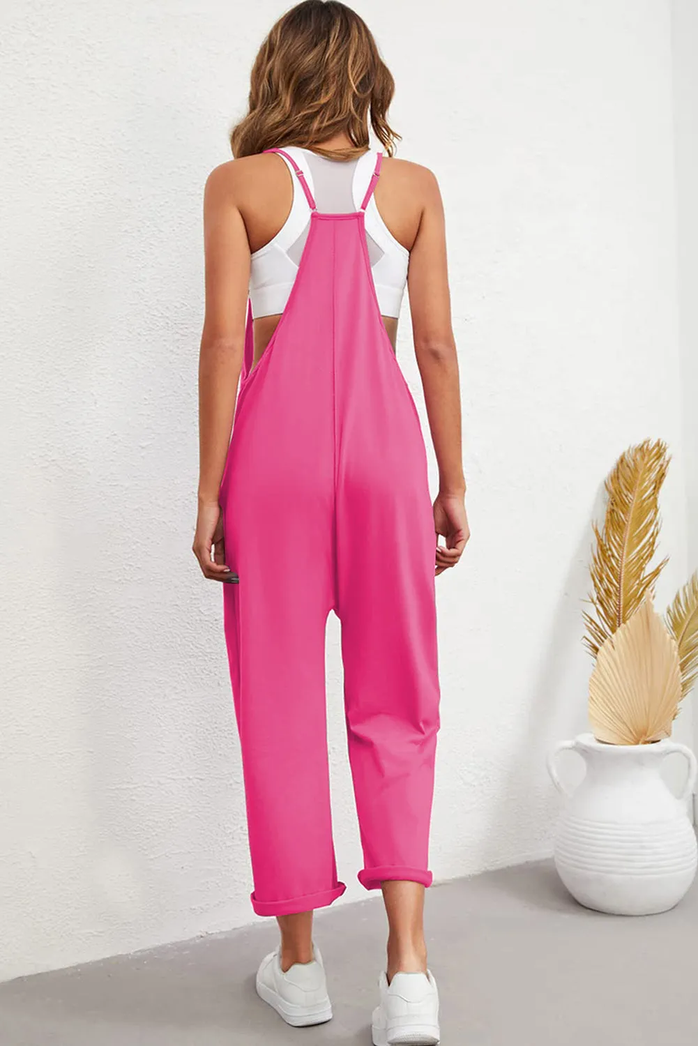 Green Pocketed Adjustable Spaghetti Strap Straight Leg Jumpsuit sold by eAura product image thumbnail 5