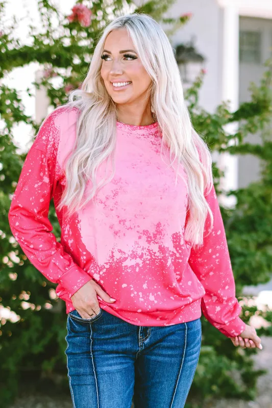 Rose Tie Dye Long Sleeve Pullover Sweatshirt sold by eAura