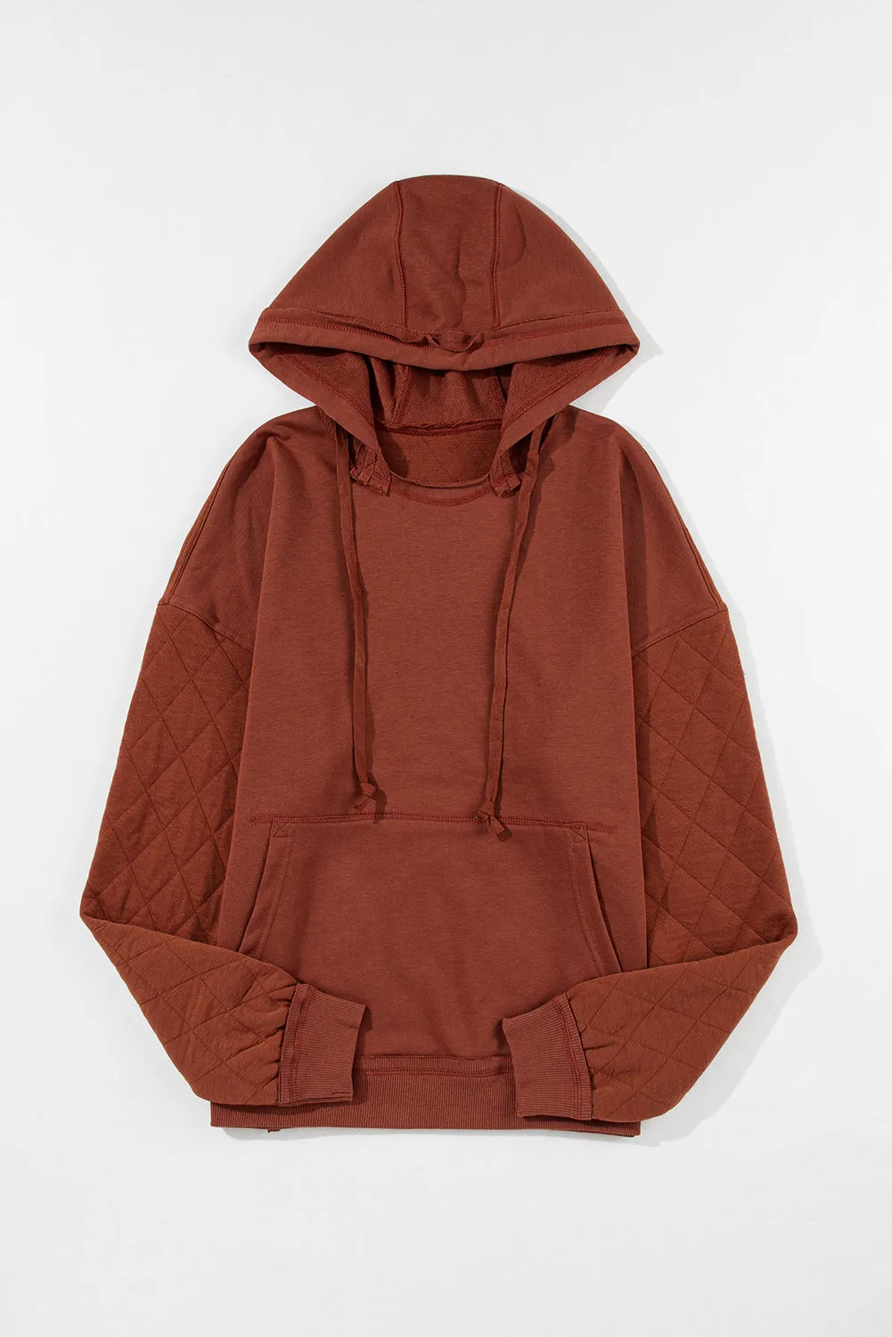 Chestnut Quilted Patchwork Exposed Seam Hoodie sold by eAura product image thumbnail 3