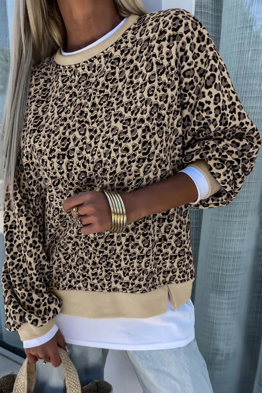 Parchment Leopard Print Crew Neck Sweatshirt sold by eAura