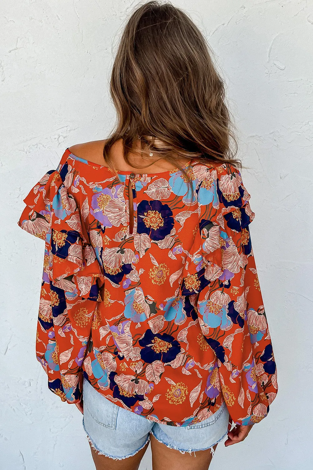 Ginger Floral Print Ruffle Puff Sleeve Blouse sold by eAura product image thumbnail 5