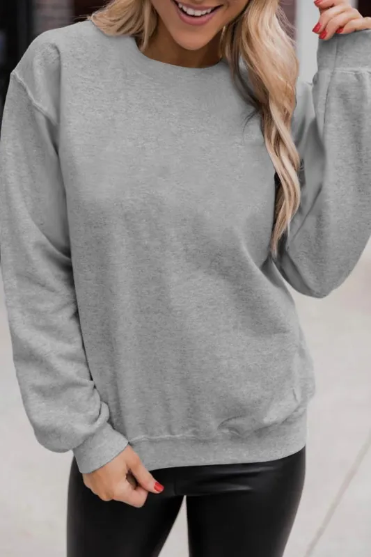Grey Solid Classic Crewneck Pullover Sweatshirt sold by eAura