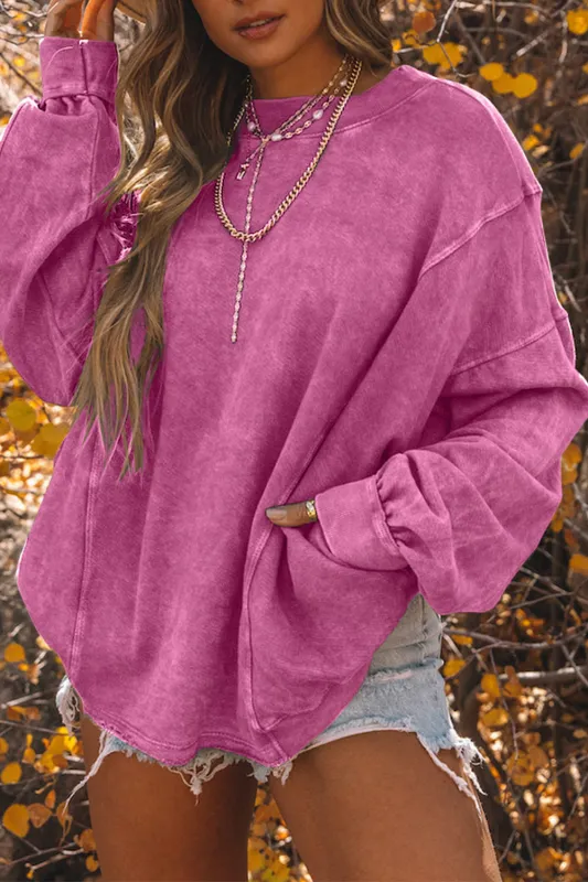 Rose Exposed Seam Twist Open Back Oversized Sweatshirt sold by eAura