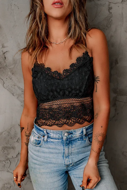 Black Lace Bralette Crop Top sold by eAura