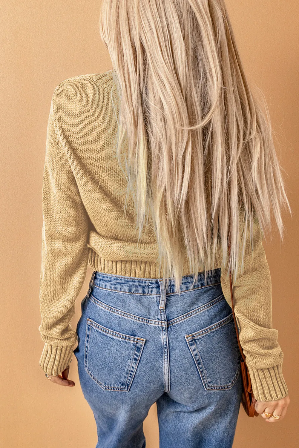 Black Front Pockets Buttons Textured Cardigan sold by eAura product image thumbnail 5