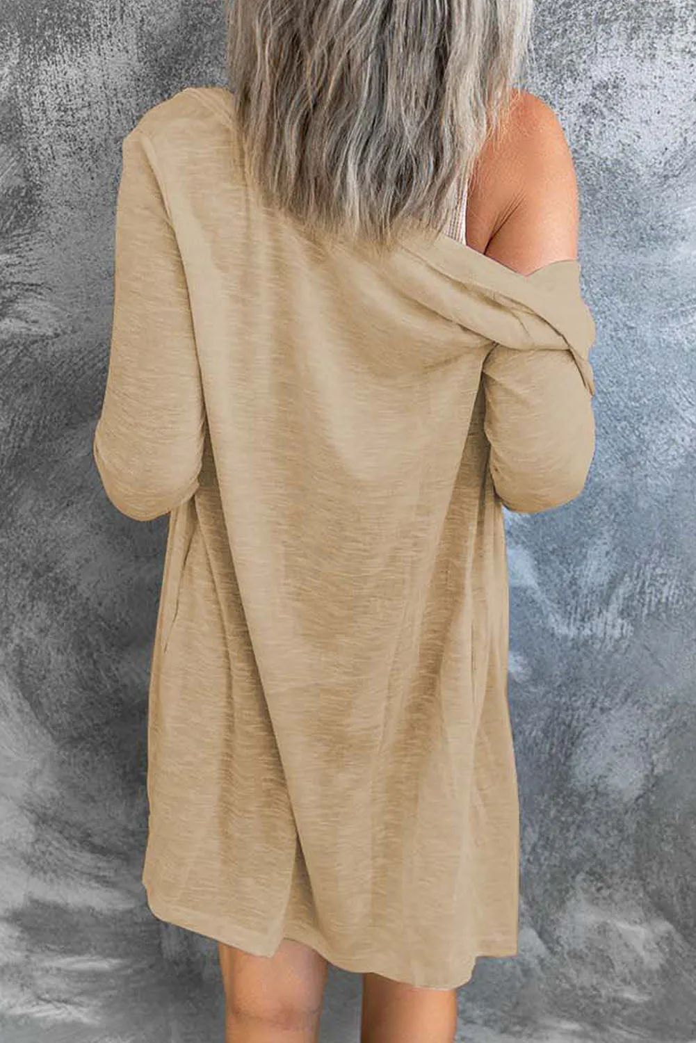 White Solid Colour Open-Front Buttons Cardigan sold by eAura product image thumbnail 5