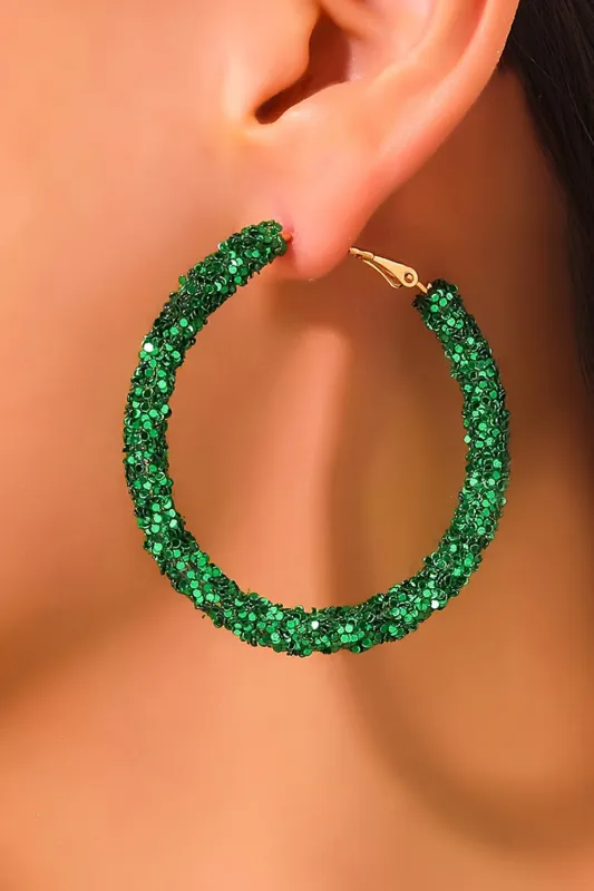 Dark Green St. Patricks Fashion Daring Sequin Loop Earrings sold by eAura