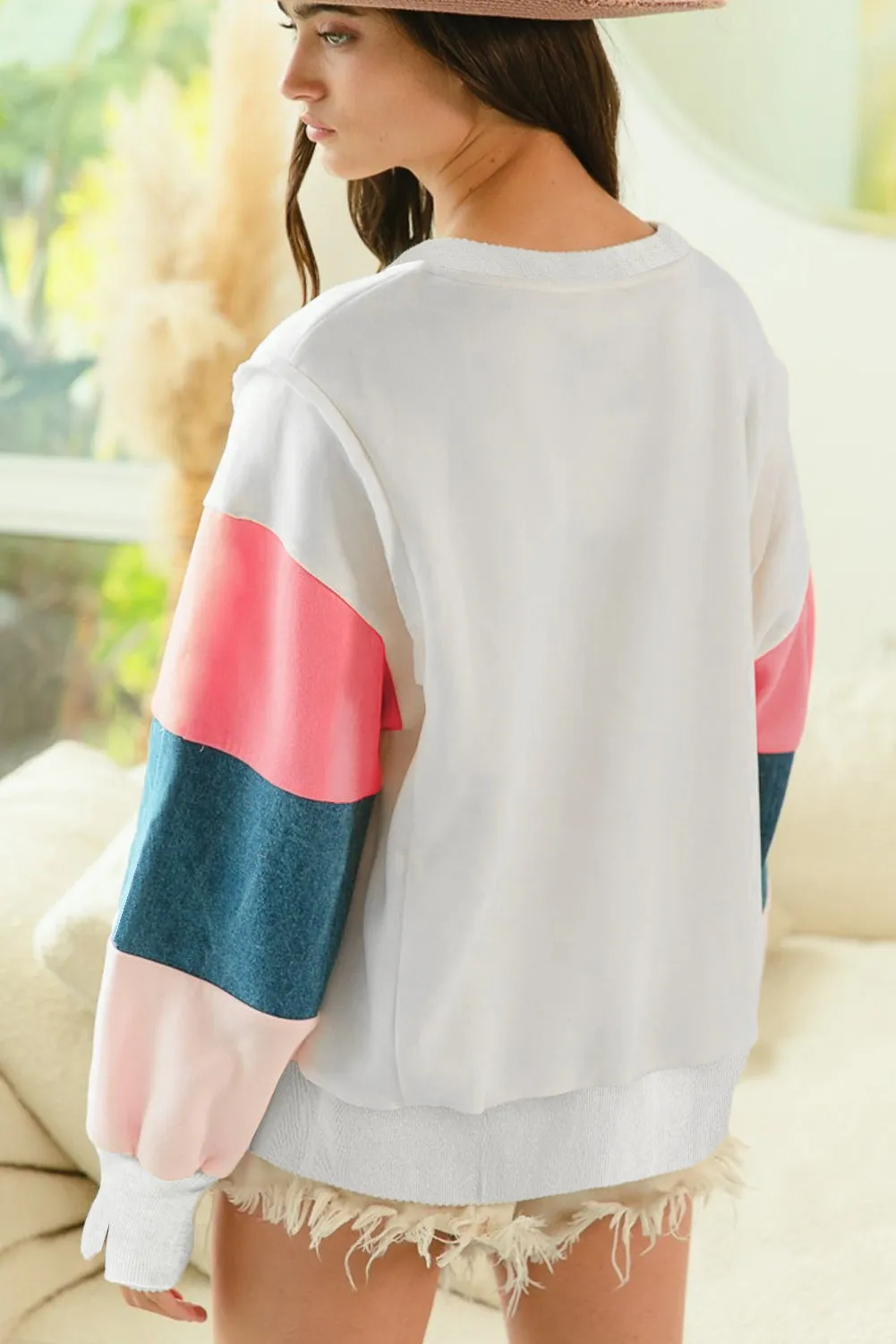 White French Terry Colour Block Long Sleeve Top sold by eAura product image thumbnail 2