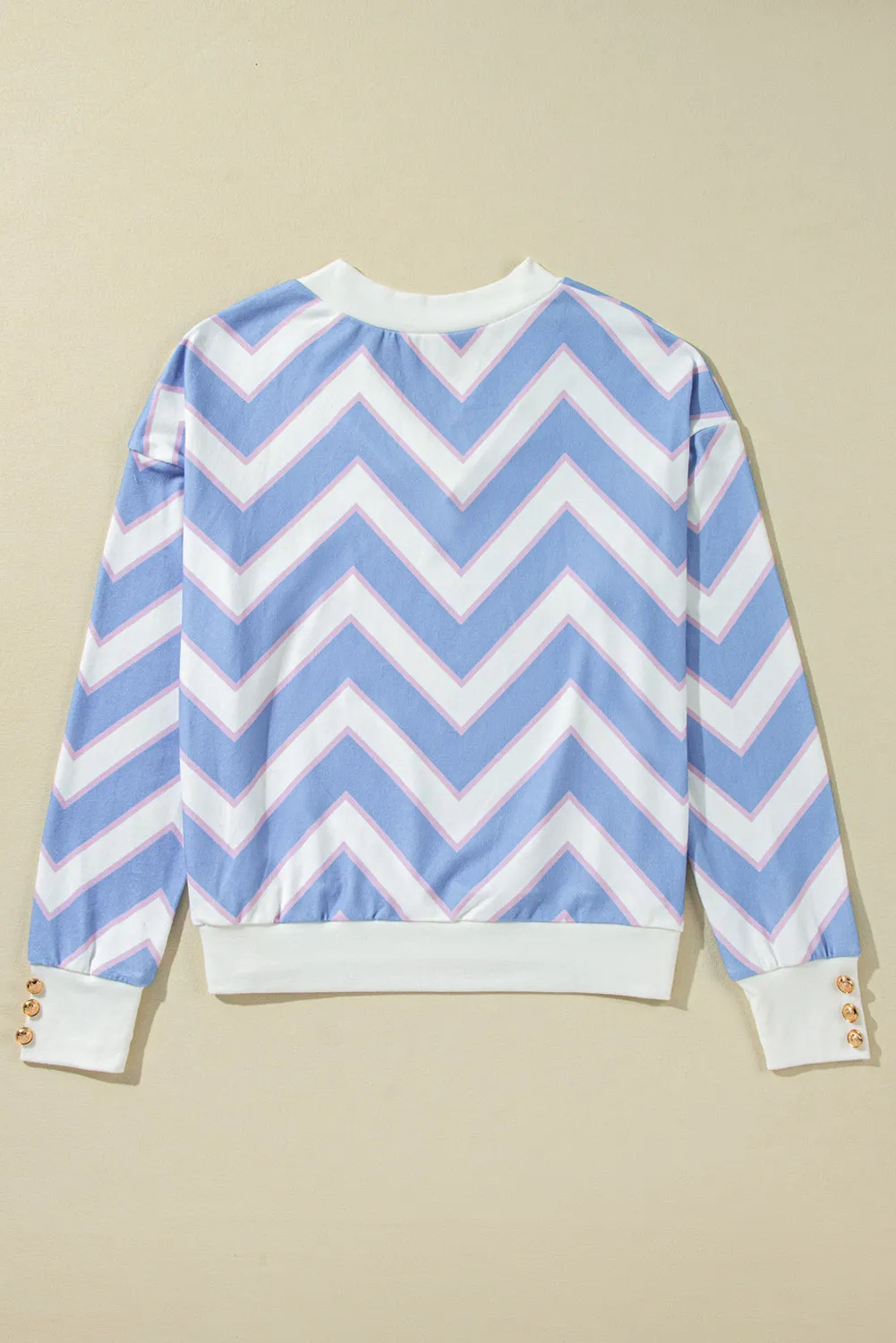 Sky Blue Zigzag Striped Print V Neck Oversized Top sold by eAura product image thumbnail 5