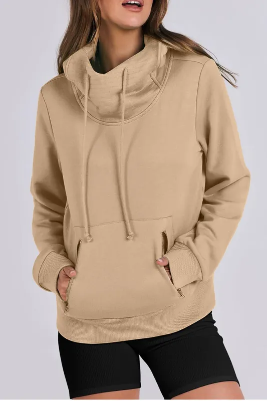 Parchment Zipped Pocket Cozy Drawstring Hoodie sold by eAura