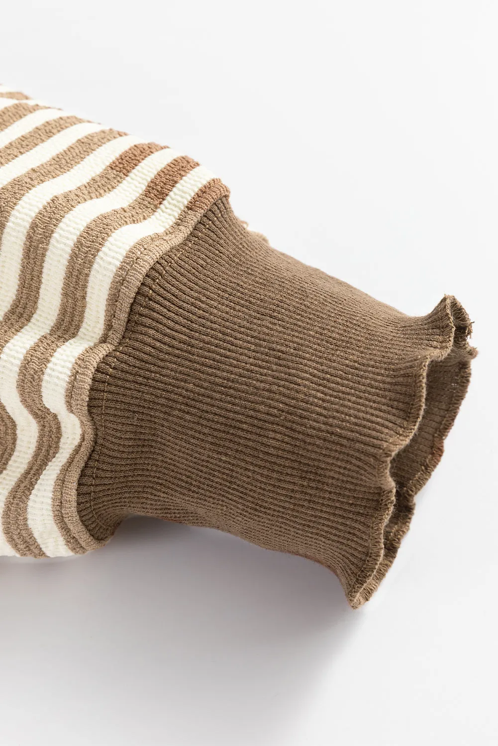 Brown Stripe Loose Drop Shoulder Long Sleeve Top sold by eAura product image thumbnail 3