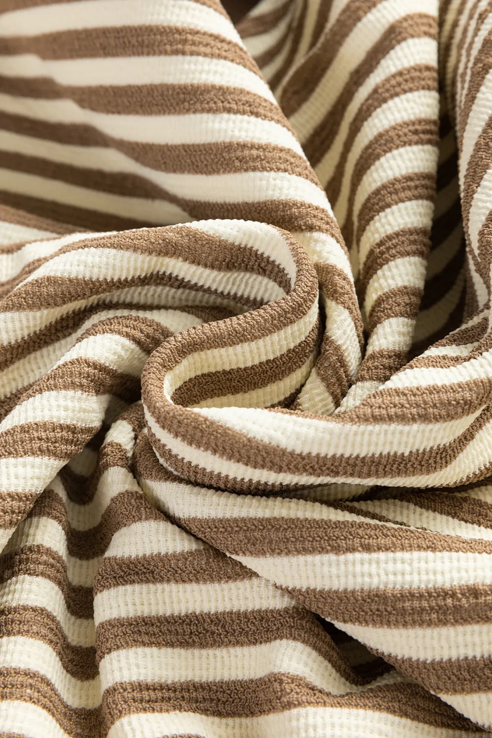 Brown Stripe Loose Drop Shoulder Long Sleeve Top sold by eAura product image thumbnail 5